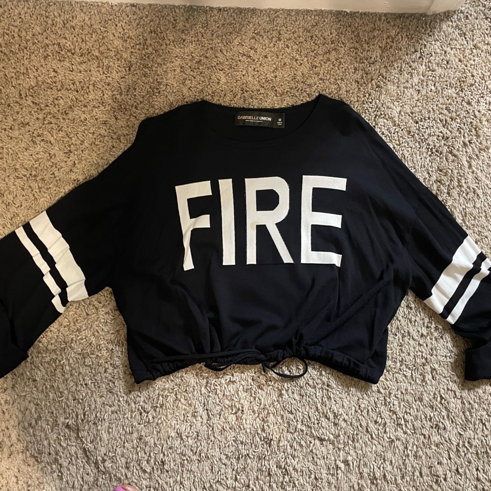 Black Cropped stylish shirt with 'FIRE' Print
